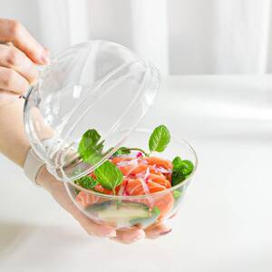创意圆球玻璃碗大容量透明沙拉碗特色烟熏盖分子料理餐具套装