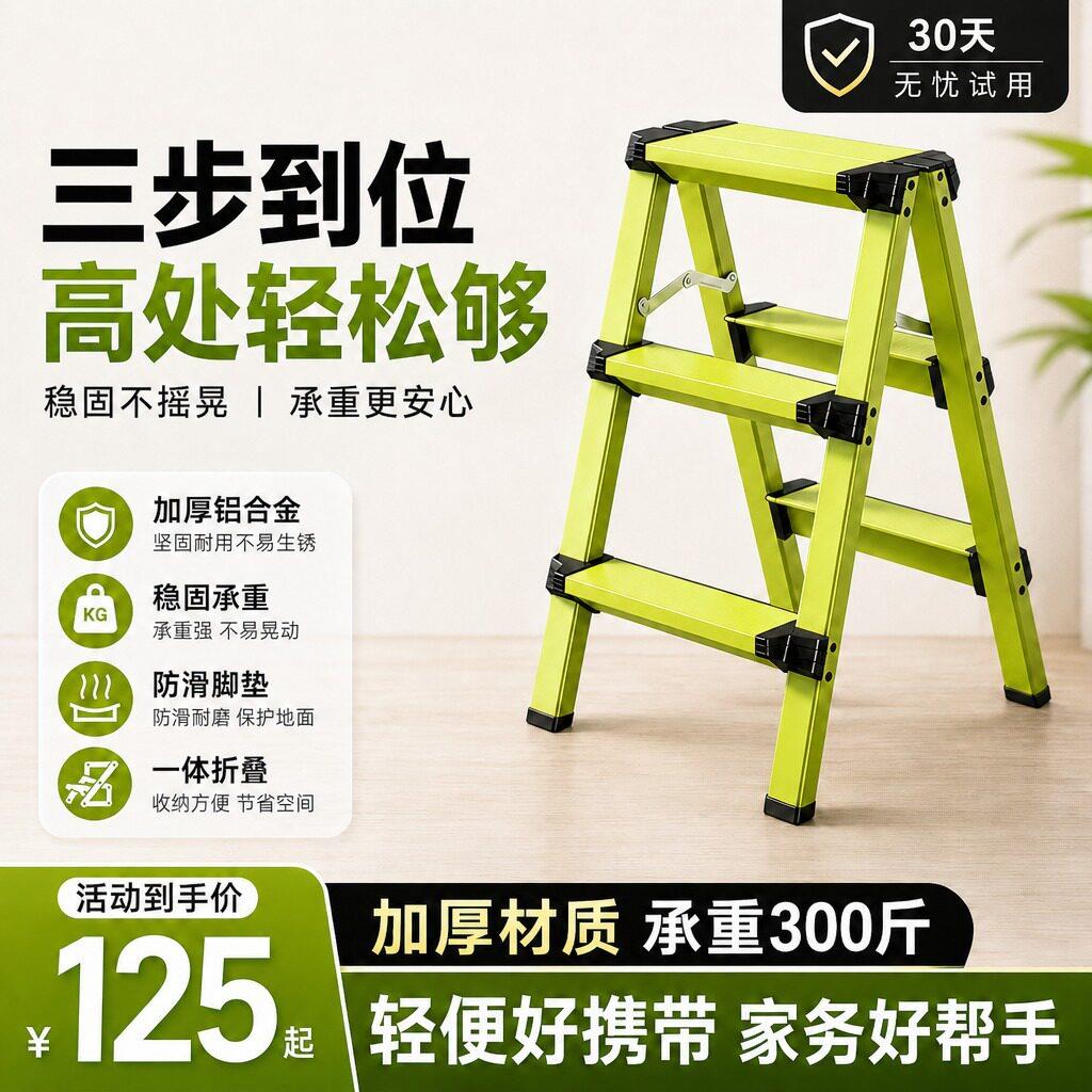 黎龙凳家用梯子折叠梯加厚铝合金人字梯防滑小型轻便登高凳子两用