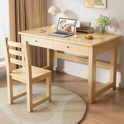 儿童学习桌带家用全GMR实木写字桌小户型卧电脑桌小课学生桌室椅