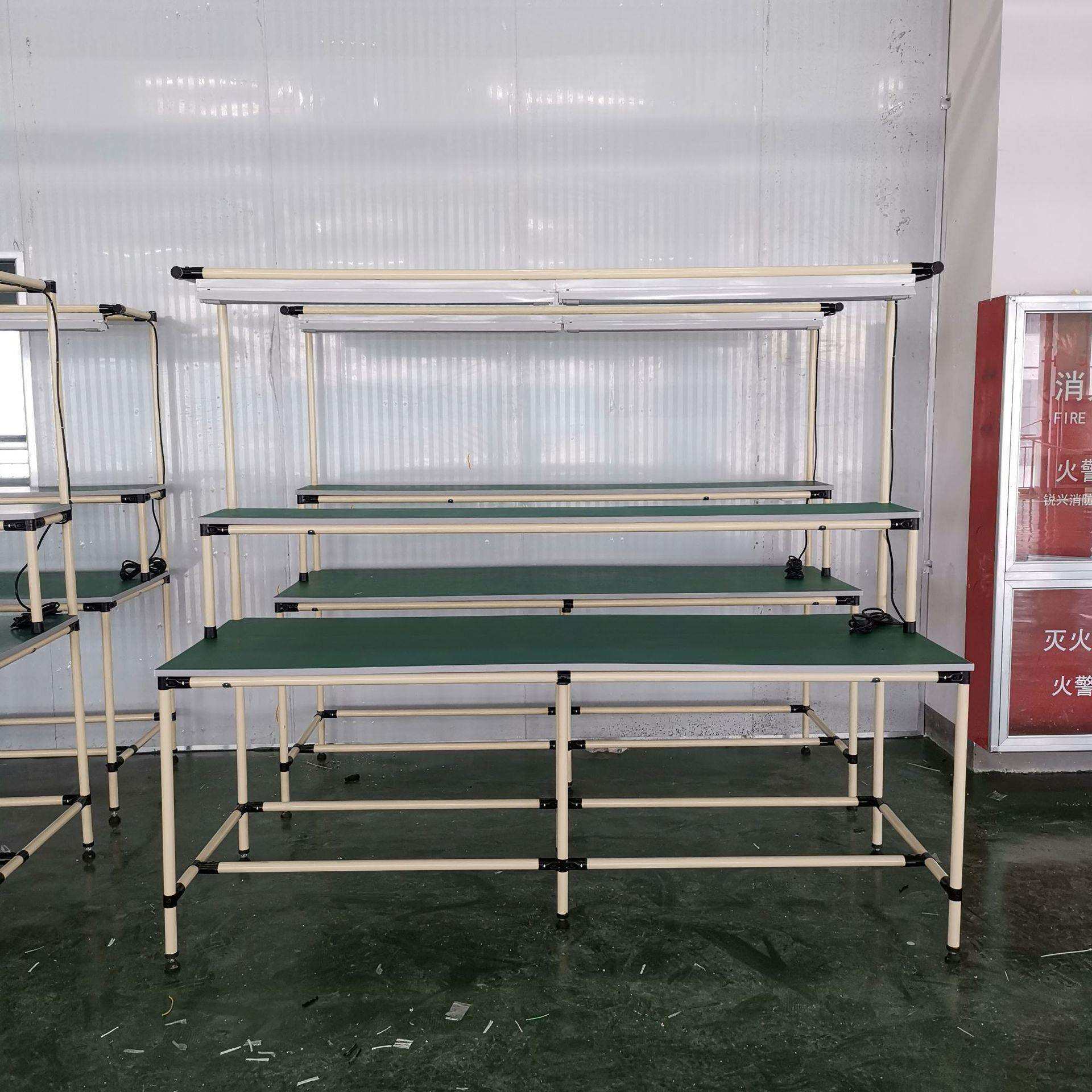 精益管防静电工作台线棒管操作台带灯单面双层打包台无尘车间