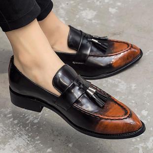 2025夏季 韩版 脚款 懒人套休闲鞋 英伦夜店发型师小皮新头 尖男鞋 正品