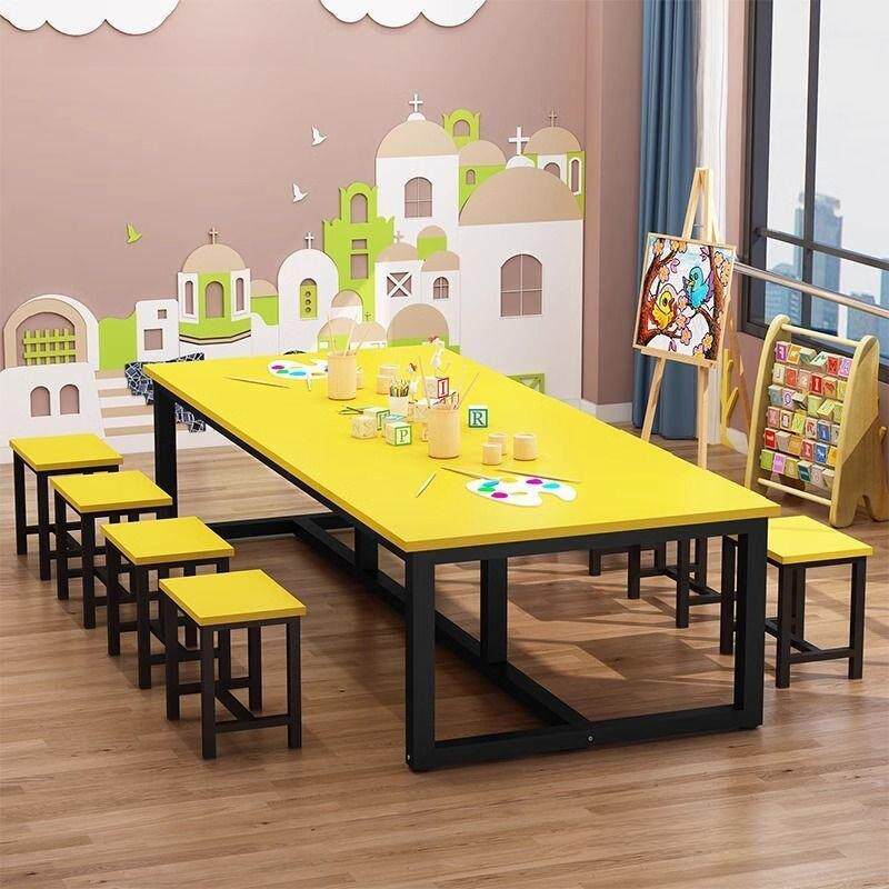 小学生绘画桌幼儿园课桌椅辅导班美术培训桌彩色学习桌手工补习班
