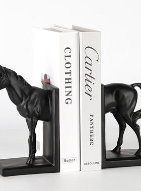 新中式创意KCO挡骏马书样书立摆件板房部售楼卧室书房玄关动物装