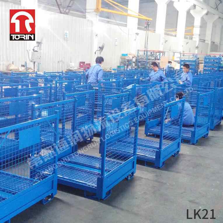 通润折叠131式零件周转框铁网框料料箱可质叠堆半开方管仓储笼钢