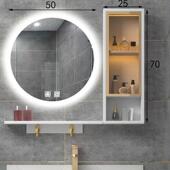 Dzp单独圆形小智能镜灯子轻奢卫生间671柜挂墙式 浴室带置物副架壁