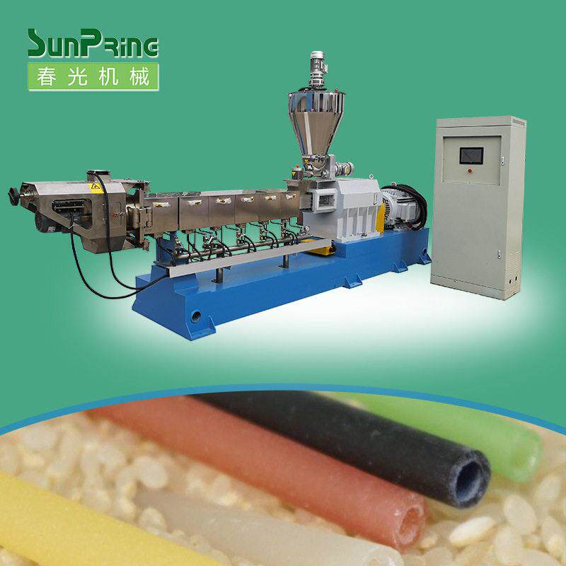 大米吸管加工机械 新型环保吸管加工设备 膨化挤压大米吸管生产线