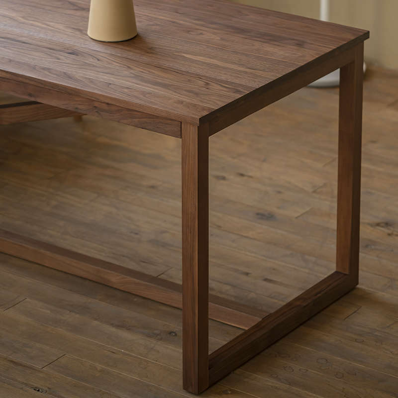 大板简约原木写字台加长办公桌工作台多人现代胡桃木全黑办公桌桌