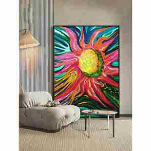 《向阳而生》姜维充满生命力客厅背景装饰画中古入户玄关过道挂画