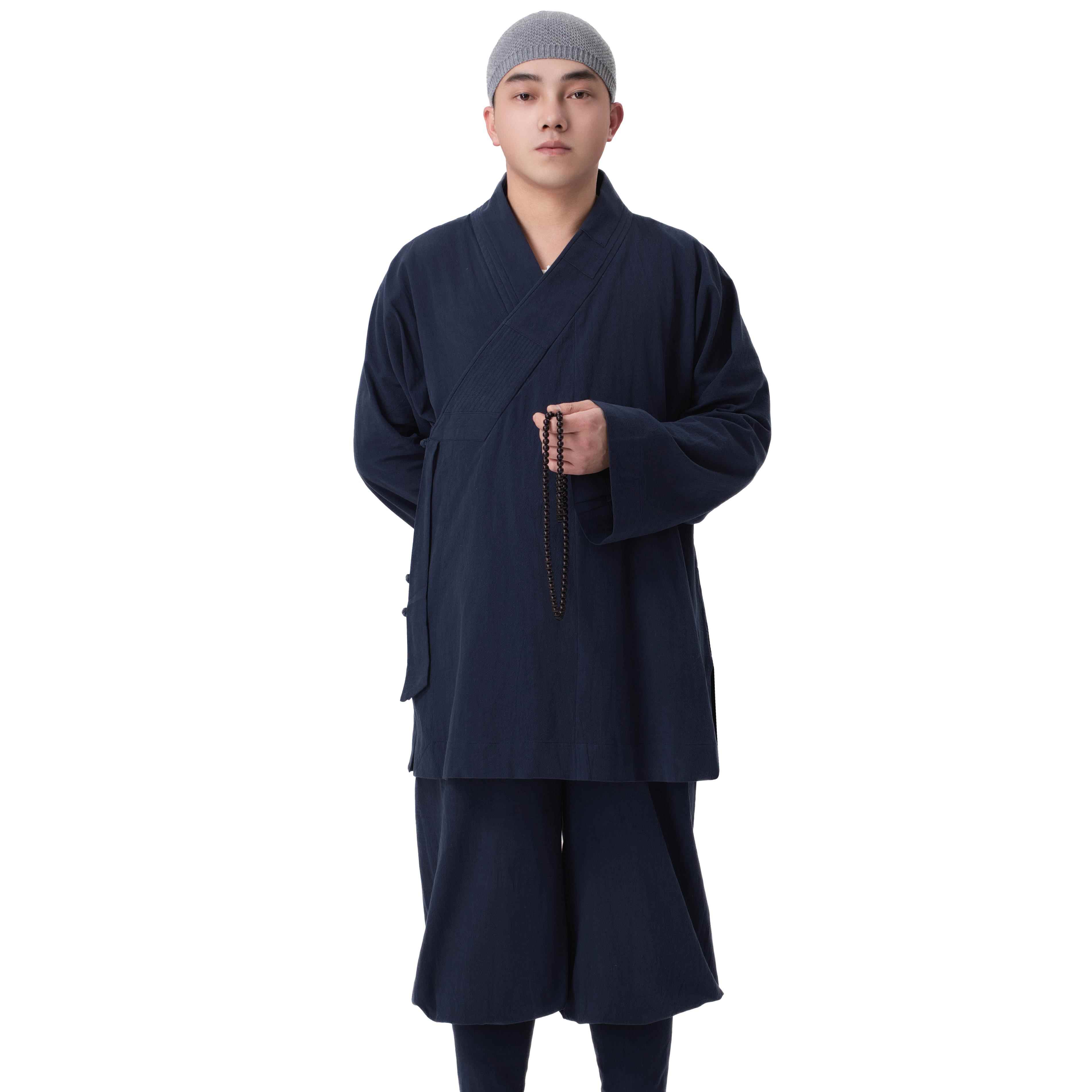 新款春秋季僧服亚麻罗汉褂套装短褂僧人和尚服出家人比丘尼僧衣小