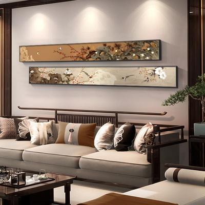 高装感宋福石花瑞代美学挂画级轻奢中古风客厅沙发背景墙饰中画式