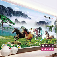 八駿圖馬到成功十字繡客廳滿繡八駿馬八匹馬山水風景2024新款線繡