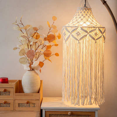 手工编织灯罩波西米亚流苏软装吊灯民宿装饰北欧酒店创意挂毯家居