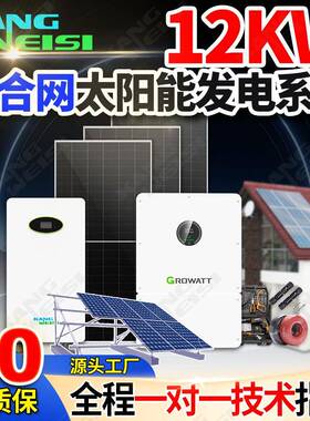 solarsystem太阳能发电系统12kw古瑞瓦特逆变器混合光伏发电套装