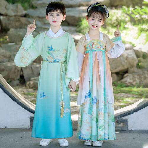 汉服男童2026新款古风唐装女童超仙古装中国风儿童国学演出服表演