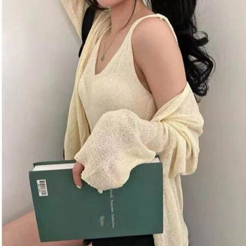 Cool linen vest cardigan sunscreen sweater knitted
