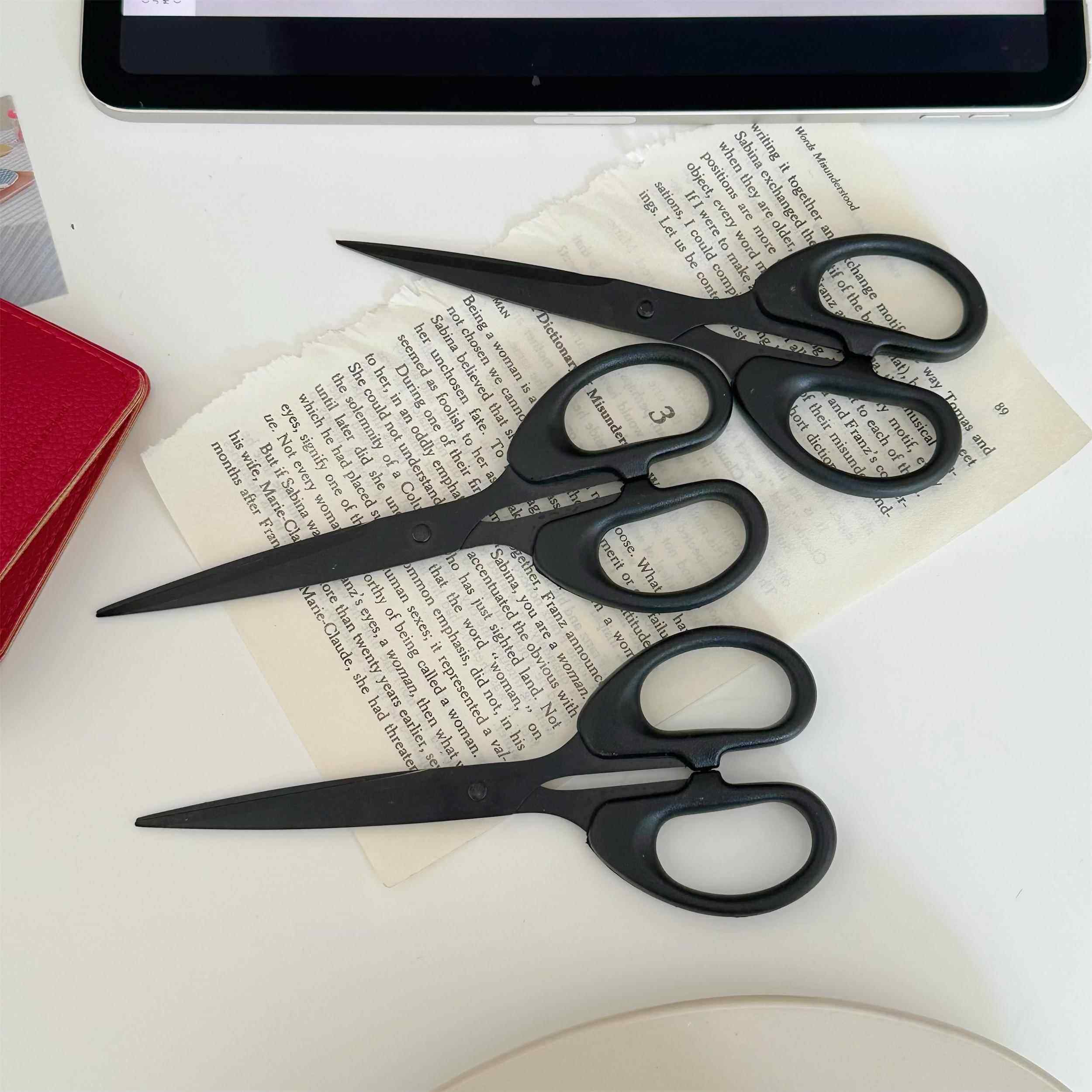 高级感黑色剪刀简约家用半圆手柄不锈钢多功能剪子办公剪纸剪线头,居家日用,家用剪刀,淘宝优惠券,粉丝福利购,淘宝优惠卷