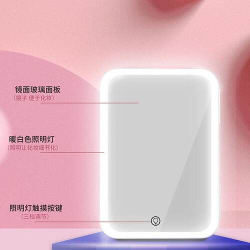 8L12L车载冰箱 卧室母乳护肤品冷藏箱汽车用家用LED灯镜面美妆冰
