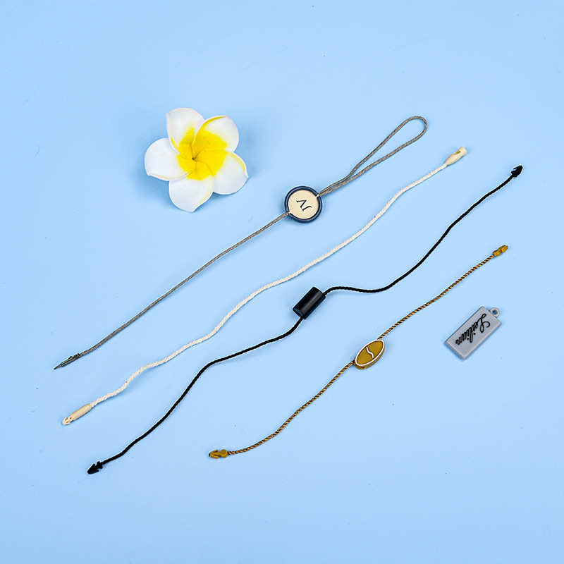 双插吊粒厂家 皮具精品尼龙绳烫金吊粒 一次性防拆吊牌绳子定制