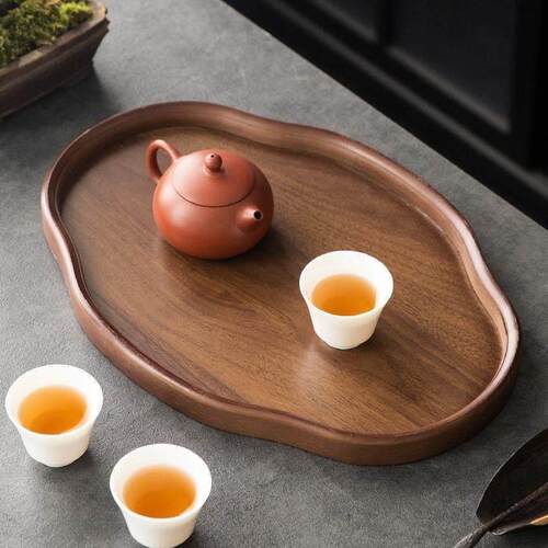 胡桃木质托盘茶盘2025新款家用中式点心干果创意竹木茶具盘子