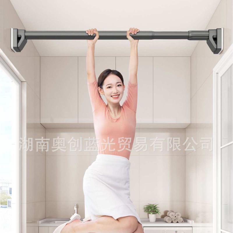 厂家直销窗帘浴帘免打孔可伸缩杆晾衣撑杆不锈钢免开孔3米4米5米