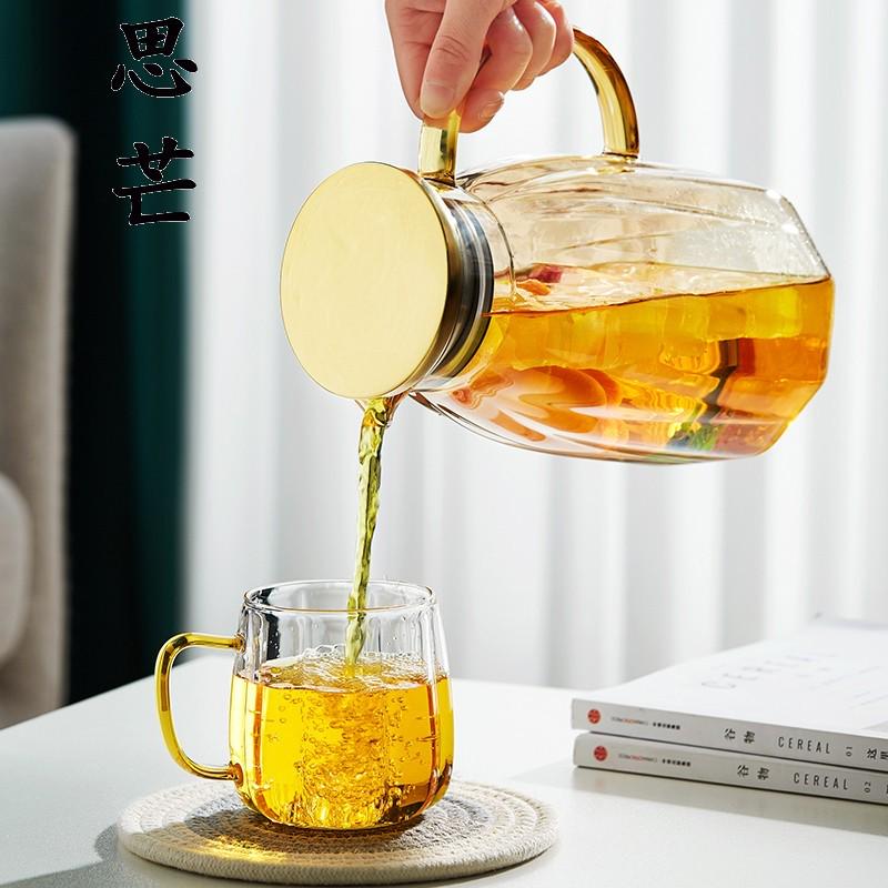 冷水壶玻璃耐高温家用大容量凉水壶凉水杯套装花茶泡茶壶果汁扎壶