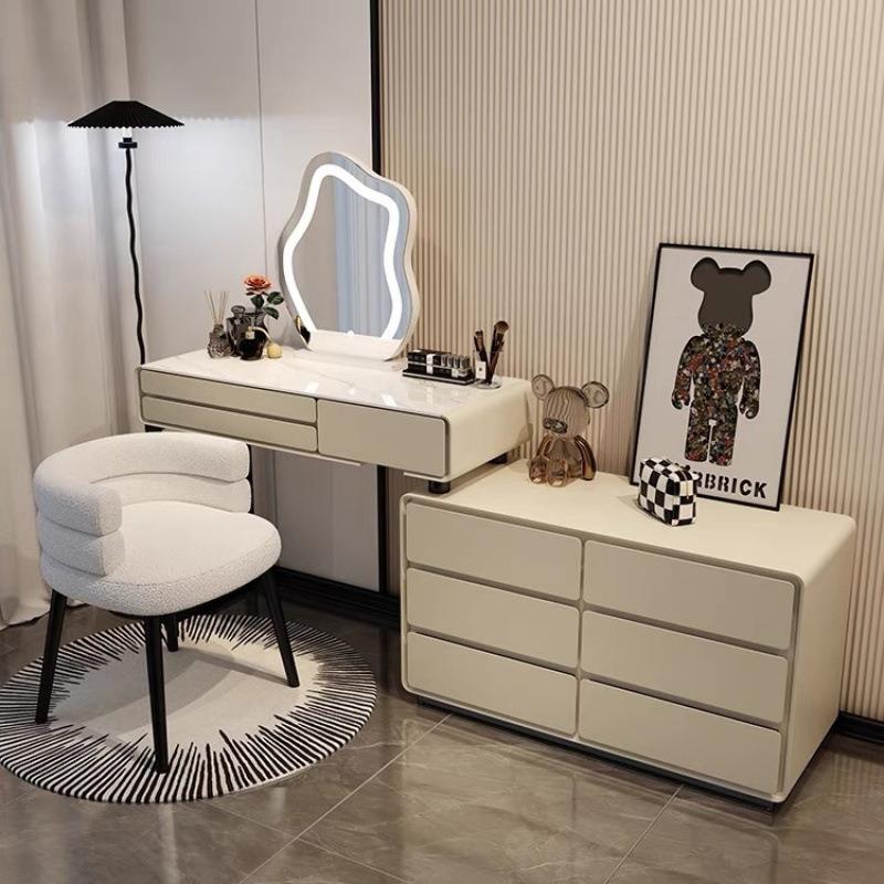 24年款卧室轻奢实木梳妆台卧室现代简约转角化妆斗柜收纳书桌一体