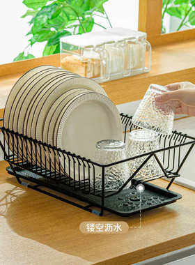 纳川厨房餐具收纳架大容量碗盘碟收纳沥水架多功能碗碟置物架批发