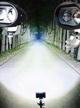 电动汽车灯强光摩托车Led大灯超亮三轮车改装外部12V60V流氓灯聚