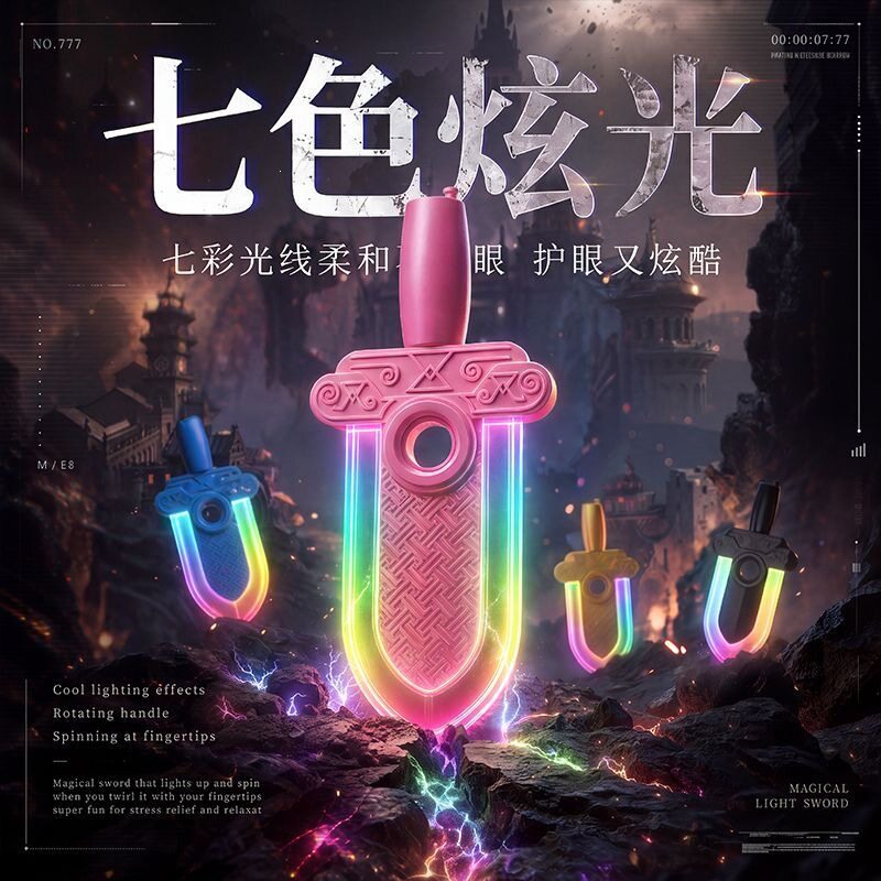 指尖旋转玩具七彩合体发光玩具