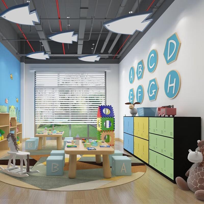 幼儿园教室学生书包柜彩色存包更衣柜铁皮储物柜子带锁收纳柜定制