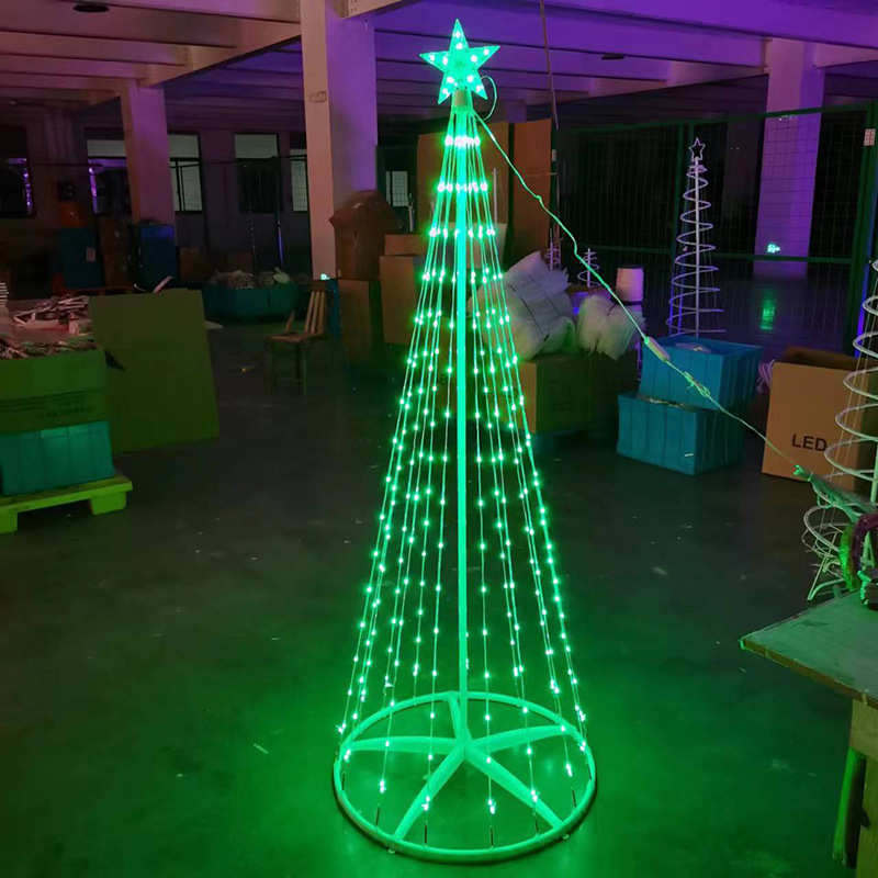 铁艺弹簧锥形旋转树枝灯LED盘旋树折叠圆锥塔RGB旗杆灯圣诞树彩灯