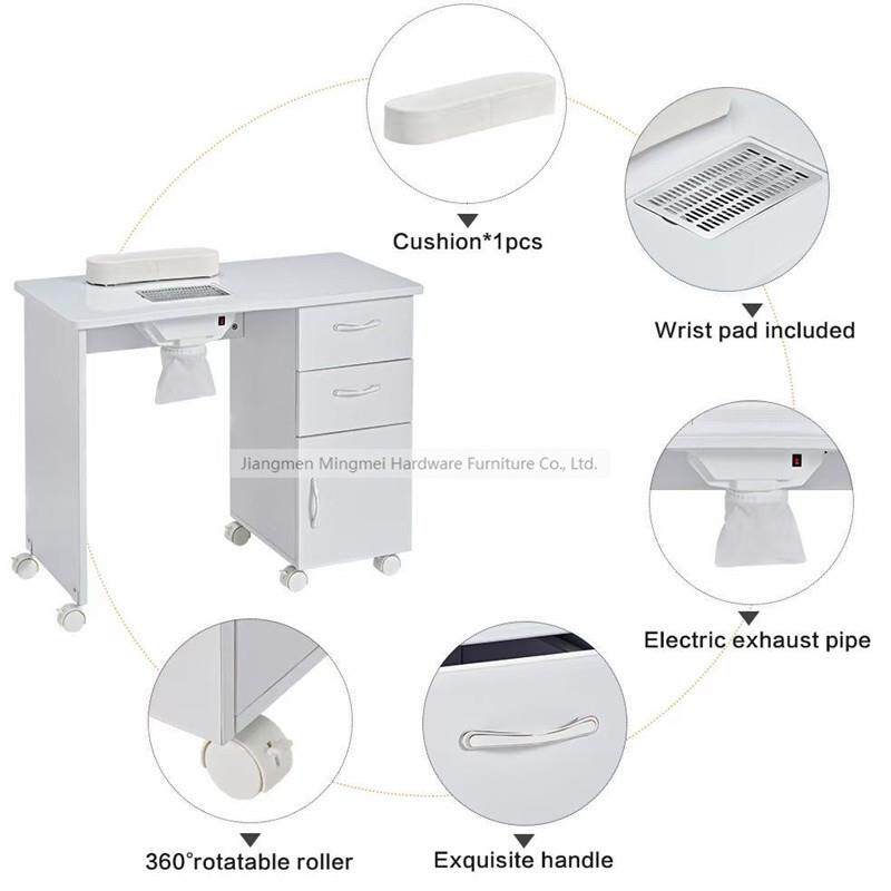 直销新款美甲桌子现代简约单人美甲台带吸尘器可滑轮修甲桌带多层