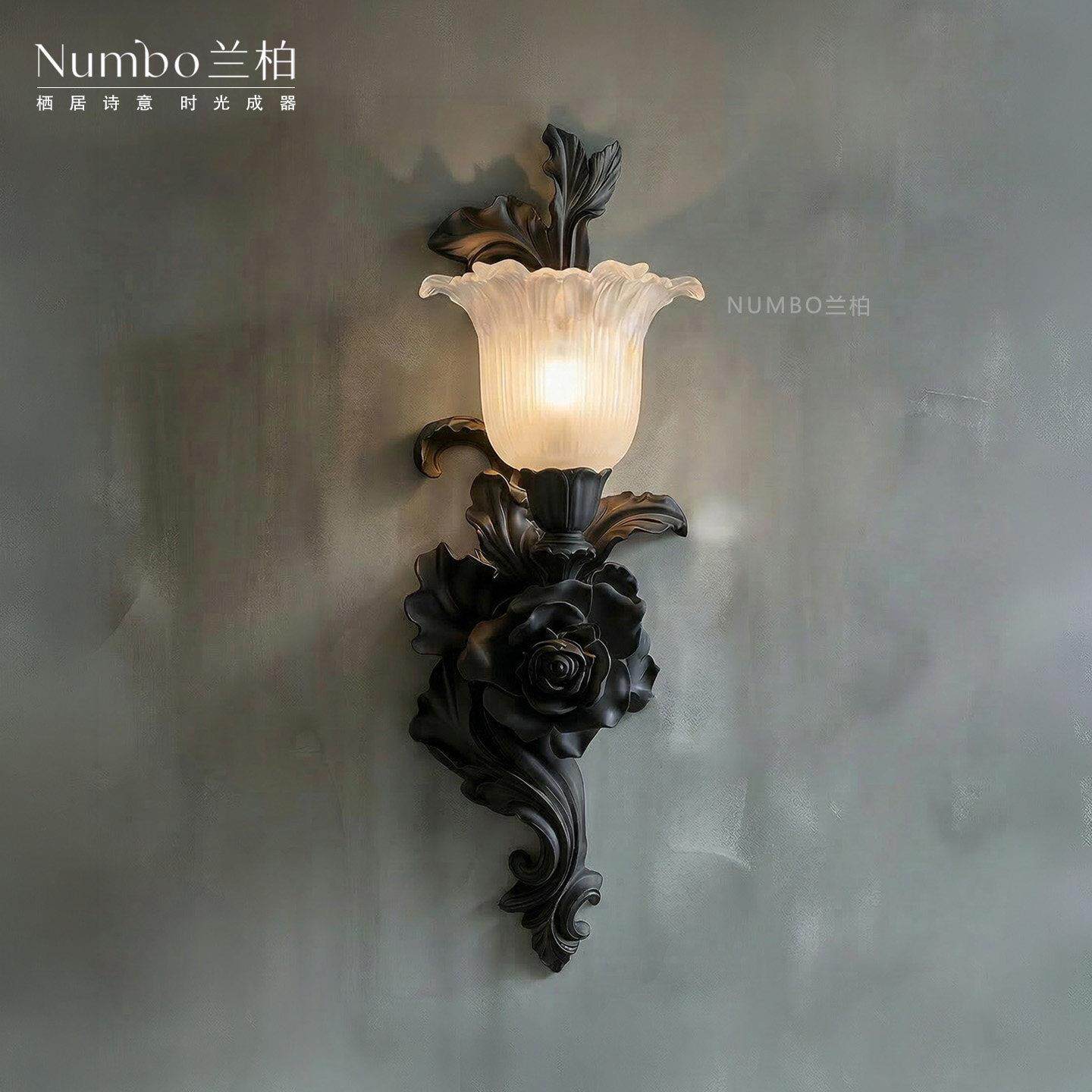 NUMBO兰柏欧式宫廷风壁灯客厅卧室过道新古典高级感法式花形壁灯