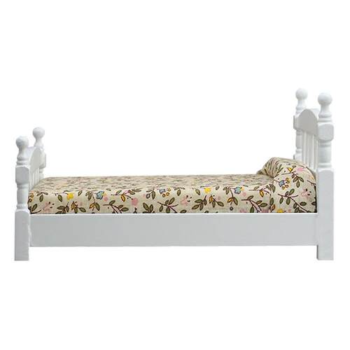1:12迷你娃娃屋家具摆件单人床dollhouse卧室床OB11仿真模型小床