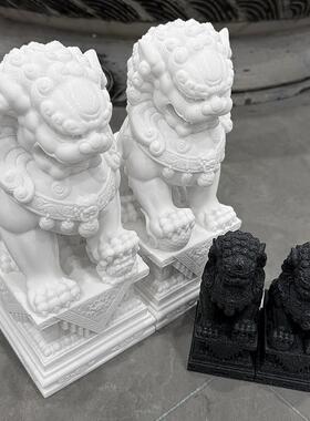 汉白玉石狮子石雕摆件一对家用客厅大门口看门窗台阳台狮子墓前