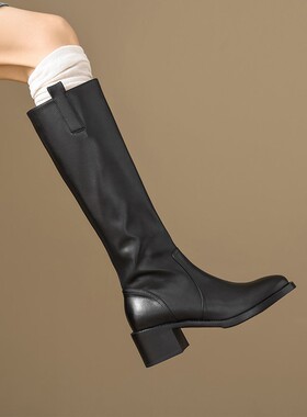 【意大利】René Vanvilla腿精推荐?粗跟5.5cm 不过膝高筒骑士靴