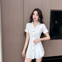White chiffon shirt for women, short-sleeved, 2024 summer, extended Korean-style sexy shirt with loose top thumbnail 4