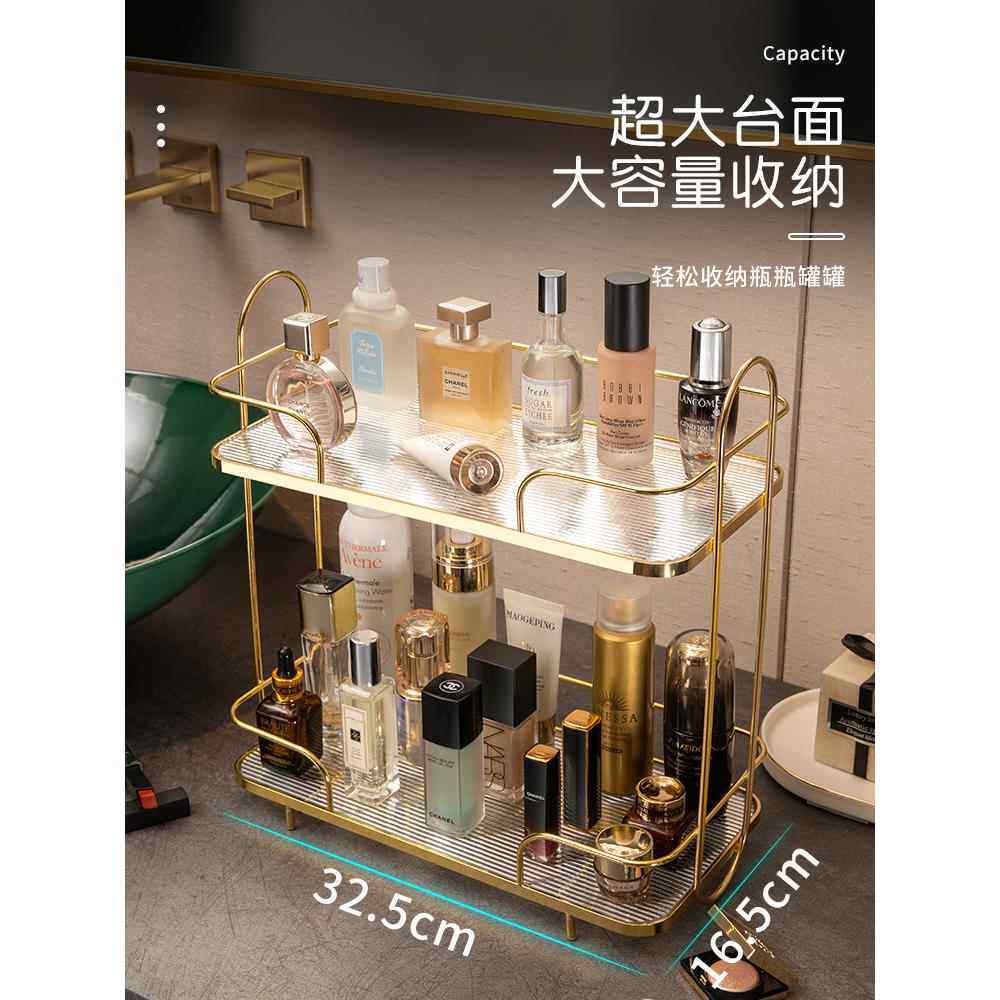双庆家居轻奢多功能落地置物架大容量收纳架太空铝收纳架双层3389