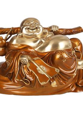 黄铜坐福布袋弥勒摆件家居财神办公室佛像工艺品礼品