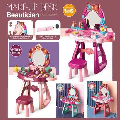 儿童感应音乐女孩梳妆台饰品套装仿真化妆台过家家彩妆玩具