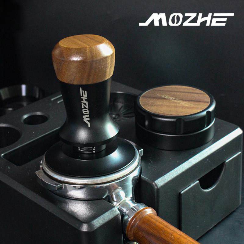MOZHE 咖啡压粉器胡桃木恒力压粉锤布粉器意式咖啡机配件51/58mm
