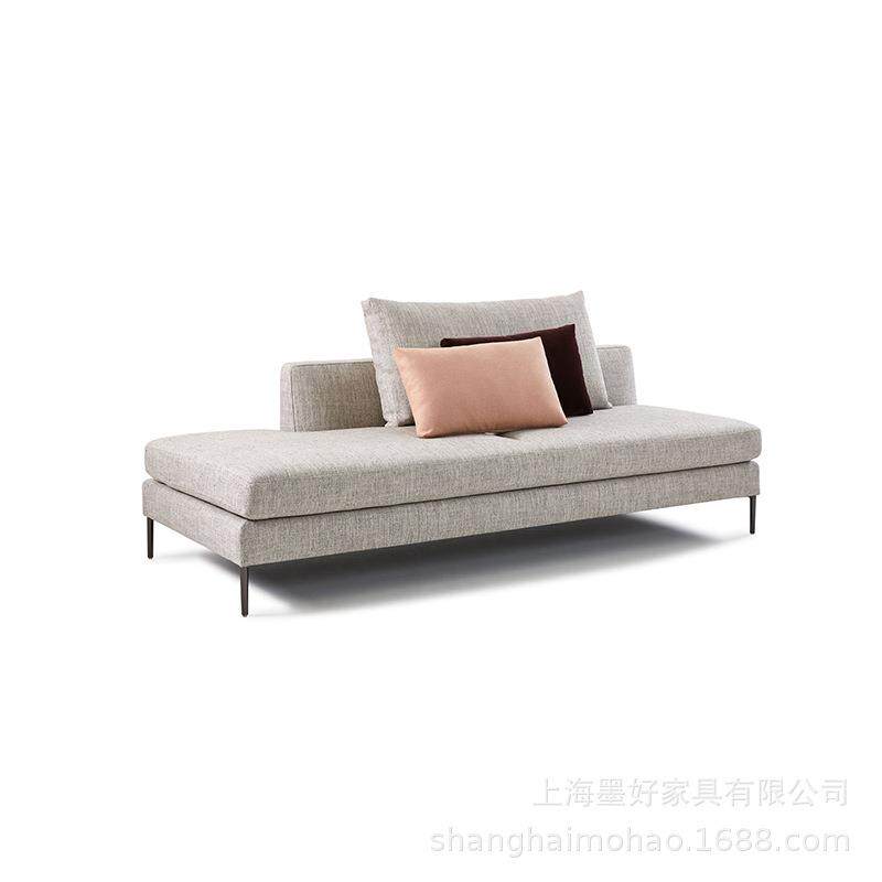 意式轻奢布艺棉麻皮质客厅贵妃椅长沙发样板房设计卧室休闲贵妃榻
