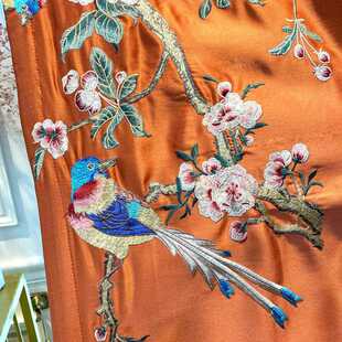 高端新中式真丝绣花窗帘客厅成窗簾布VIM绍料品兴柯桥欧式美仿式