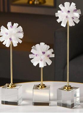 现代轻奢家居家饰品创意天然水晶球特色样板间玄关金属摆件工艺品