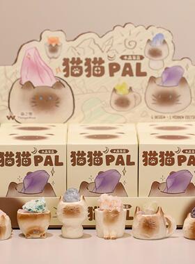 可爱猫猫水晶盲盒摆件创意潮玩桌面装饰树脂工艺品新款礼物萌粒新
