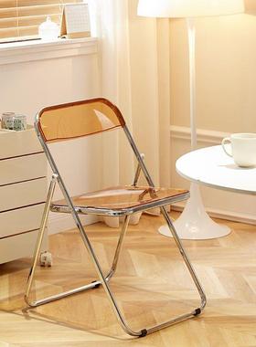 简约折叠透明亚克照服装DJT店拍椅子化力妆凳餐厅餐椅椅水晶靠背