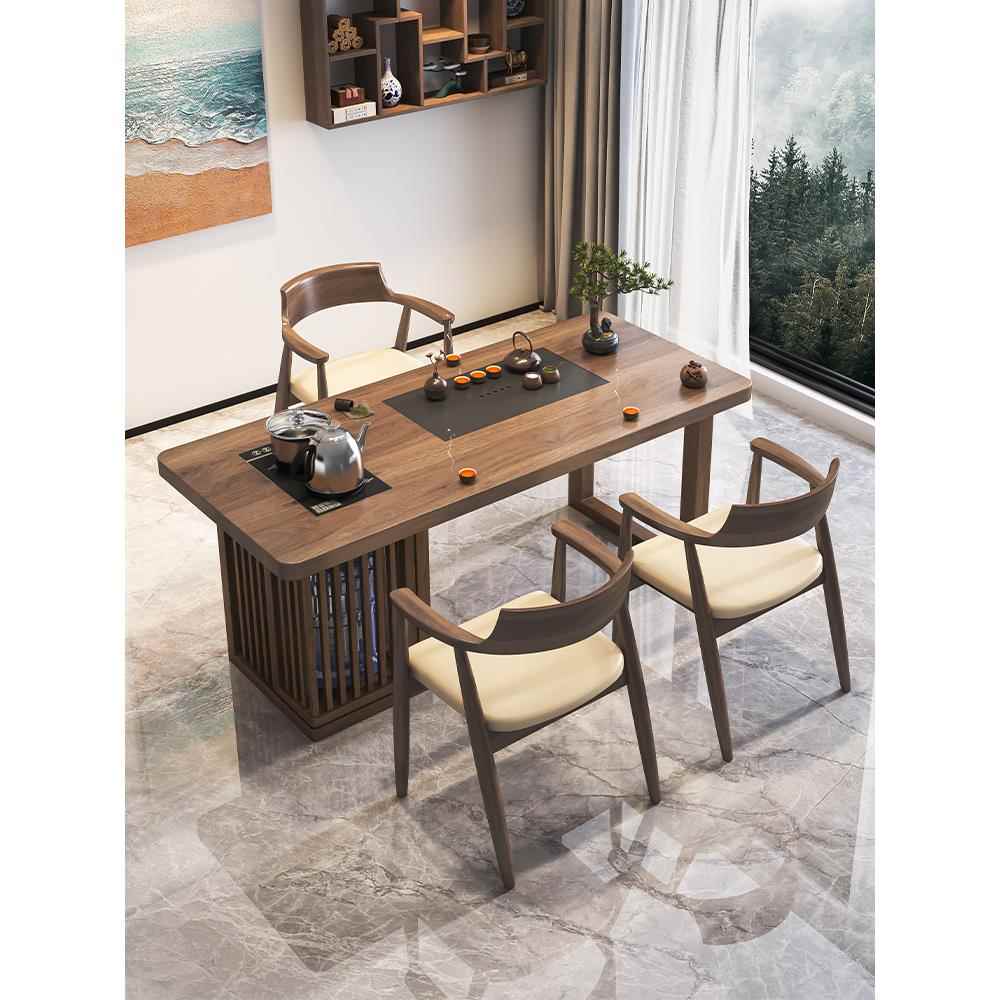 小型阳台茶桌椅套装现代简约茶台烧水壶一体家用客厅实木泡茶桌