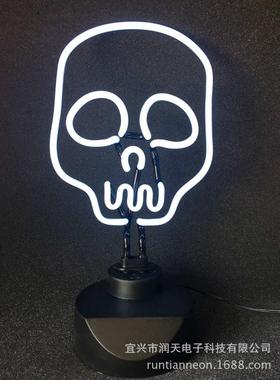 背板霓虹灯万圣节造型骷髅桌灯neonlight发光工艺小夜灯led灯