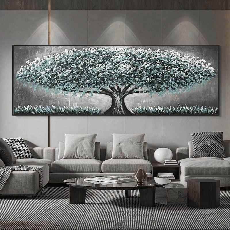 发财树装饰画客厅沙发背景墙壁画现代轻奢挂画酒店房间卧室床头画图片