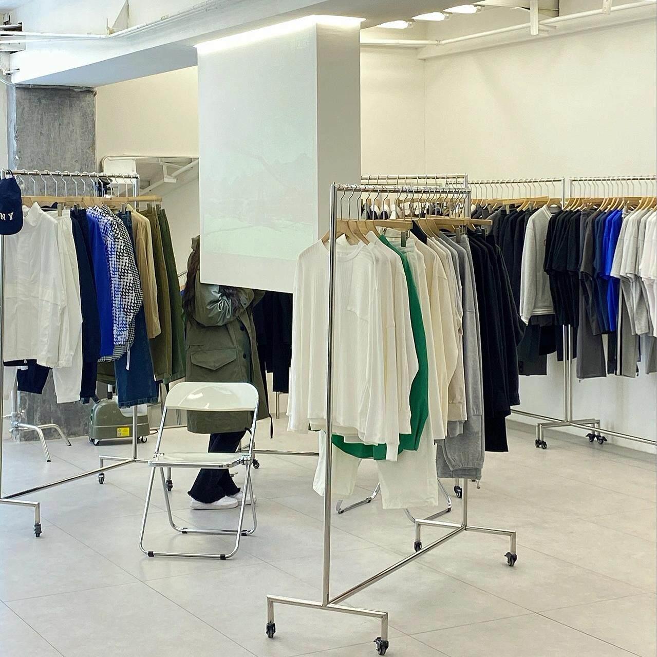 服装店展示架落地式不锈钢挂衣服架子男女装店铺专用货架陈列道具